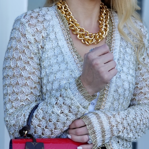 HOLIDAY COLLECTION - Metallic detailed Cardigan - Picture 2 of 2